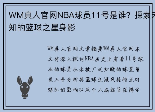 WM真人官网NBA球员11号是谁？探索未知的篮球之星身影