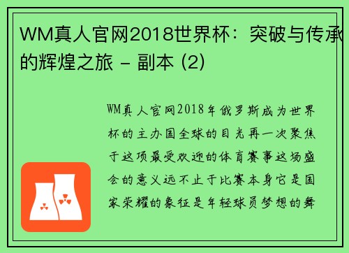 WM真人官网2018世界杯：突破与传承的辉煌之旅 - 副本 (2)