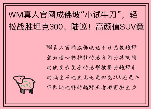 WM真人官网成佛坡“小试牛刀”，轻松战胜坦克300、陆巡！高颜值SUV竟然才10来万！